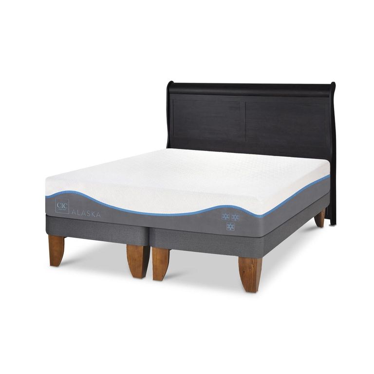 Cama Europea Alaska King Respaldo Miro Negro