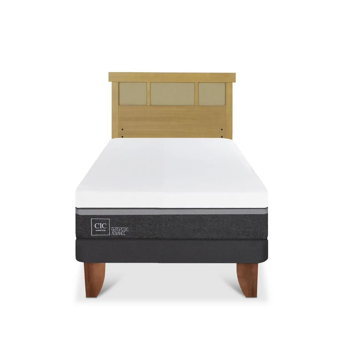 CIC - Cama Europea ortopedic advance 1.5p Respaldo Dublin mostaza