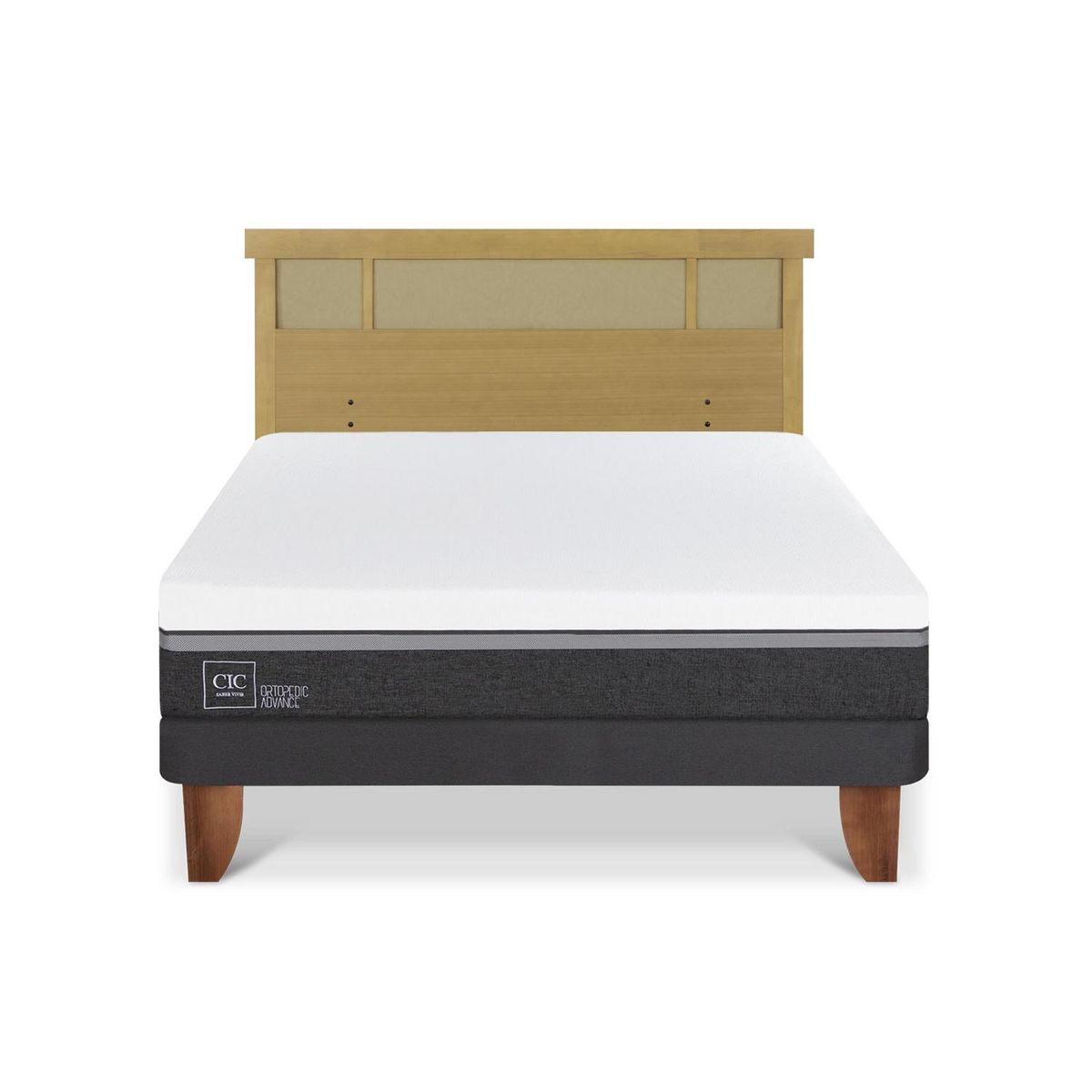 CIC - Cama Europea ortopedic advance 2p bn Respaldo Dublin mostaza