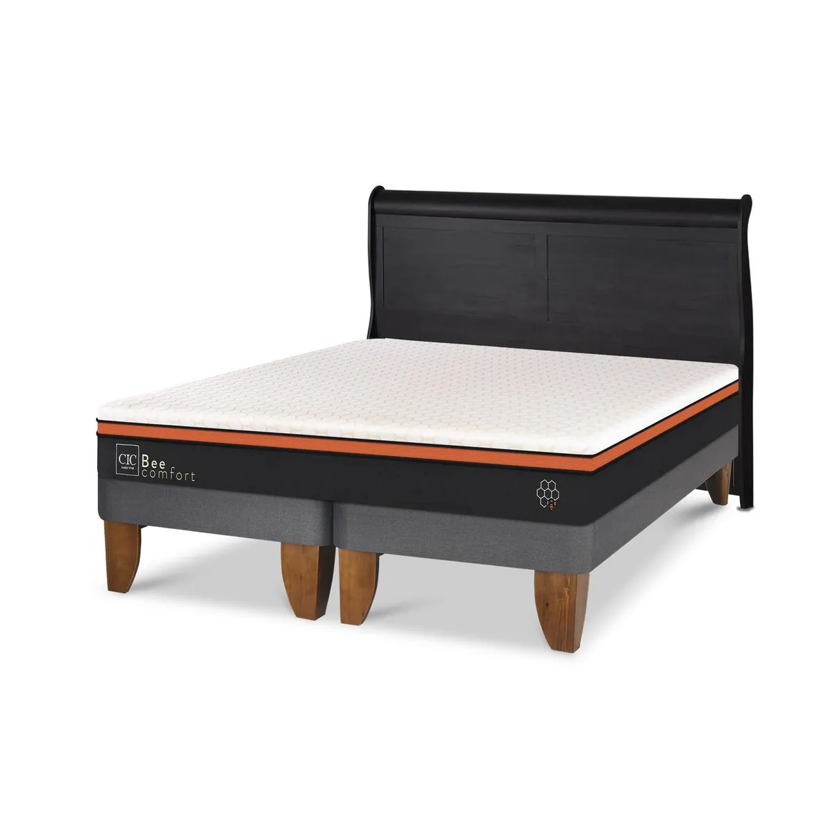 CIC - Cama Europea Beecomfort 2P Bd Respaldo Miro Negro