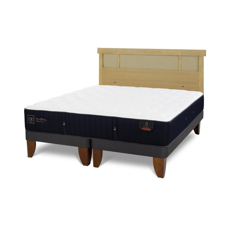 Cama Europea Premium 2P Bd Respaldo Dublin Mostaza