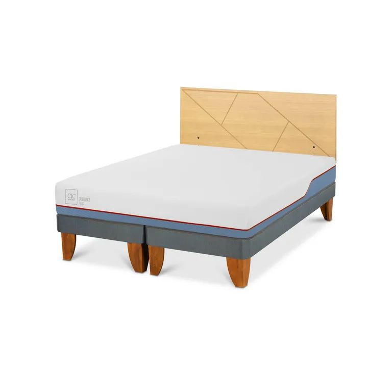 Cama Europea Excellence Plus 2P Bd Respaldo Villarrica Mostaza