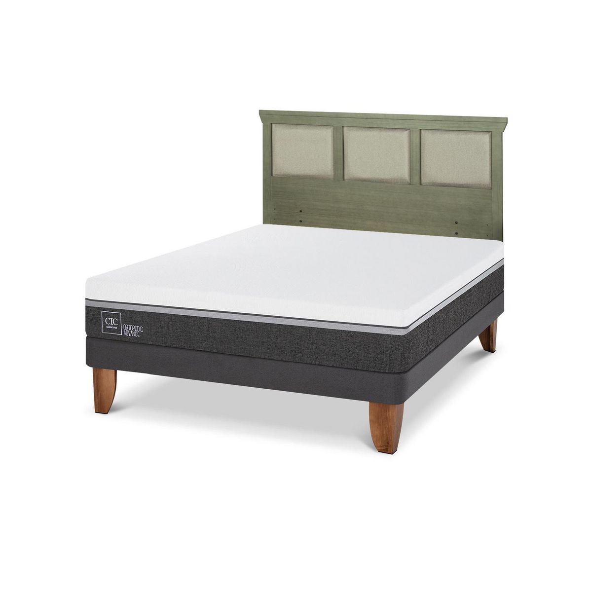CIC - Cama Europea ortopedic advance 2p bn Respaldo Torino olivo