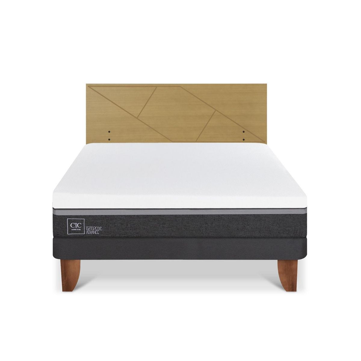 CIC - Cama Europea Ortopedic Advance 2P Bn Respaldo Villarrica Mostaza