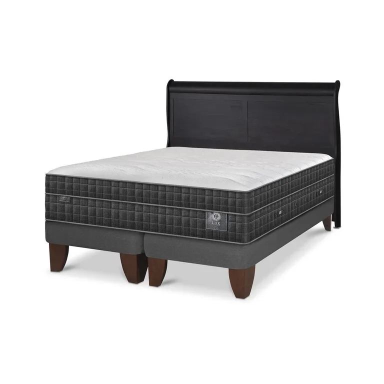 CIC Cama Europea Lux 2P Bd Respaldo Miro Negro