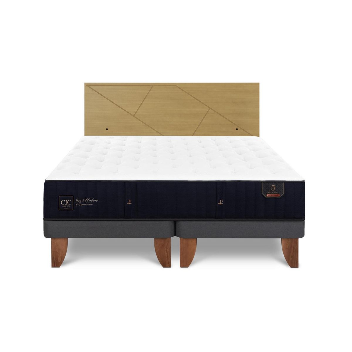 CIC - Cama Europea Premium King Respaldo Villarrica Mostaza