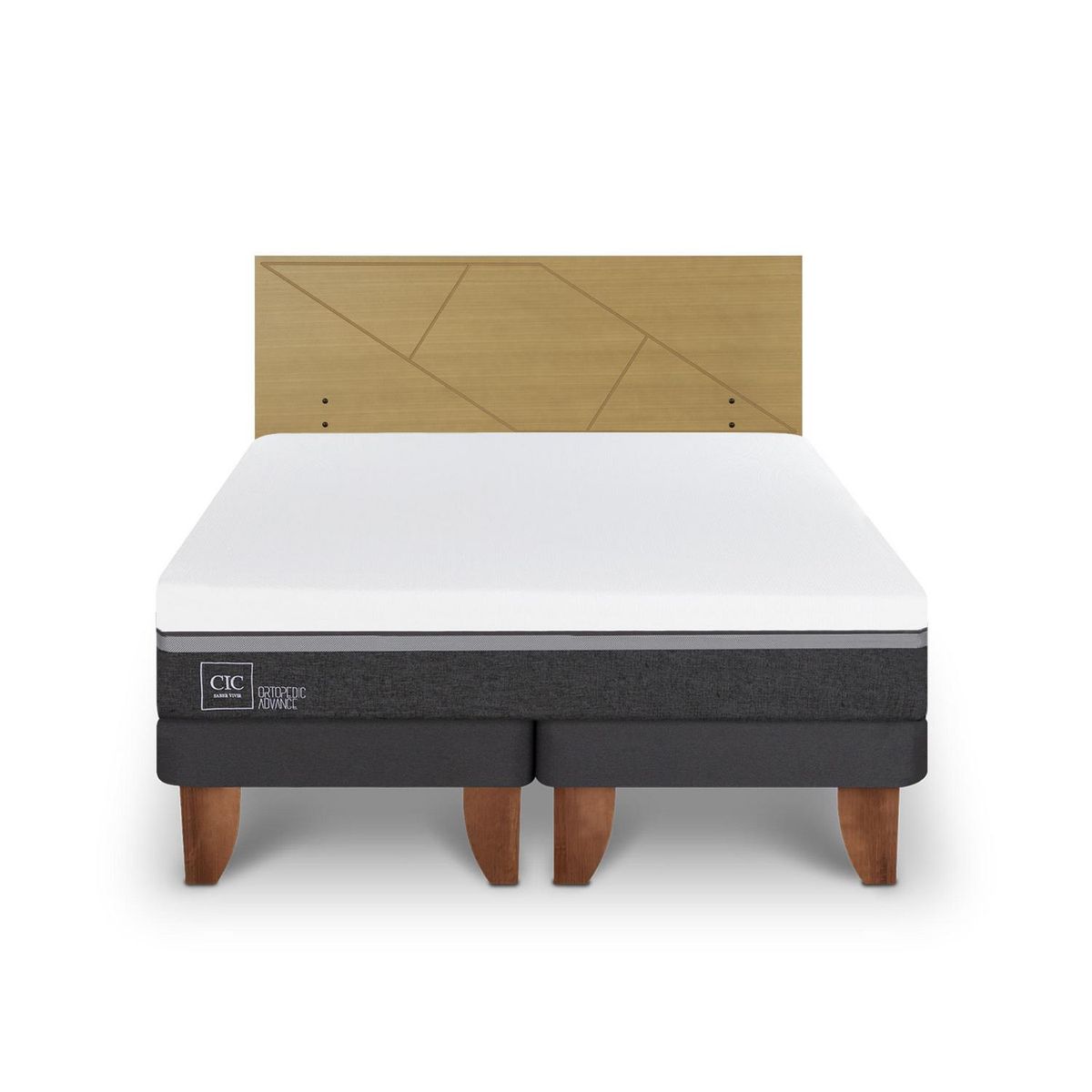 CIC - Cama Europea ortopedic advance 2p bd Respaldo Villarrica mostaza