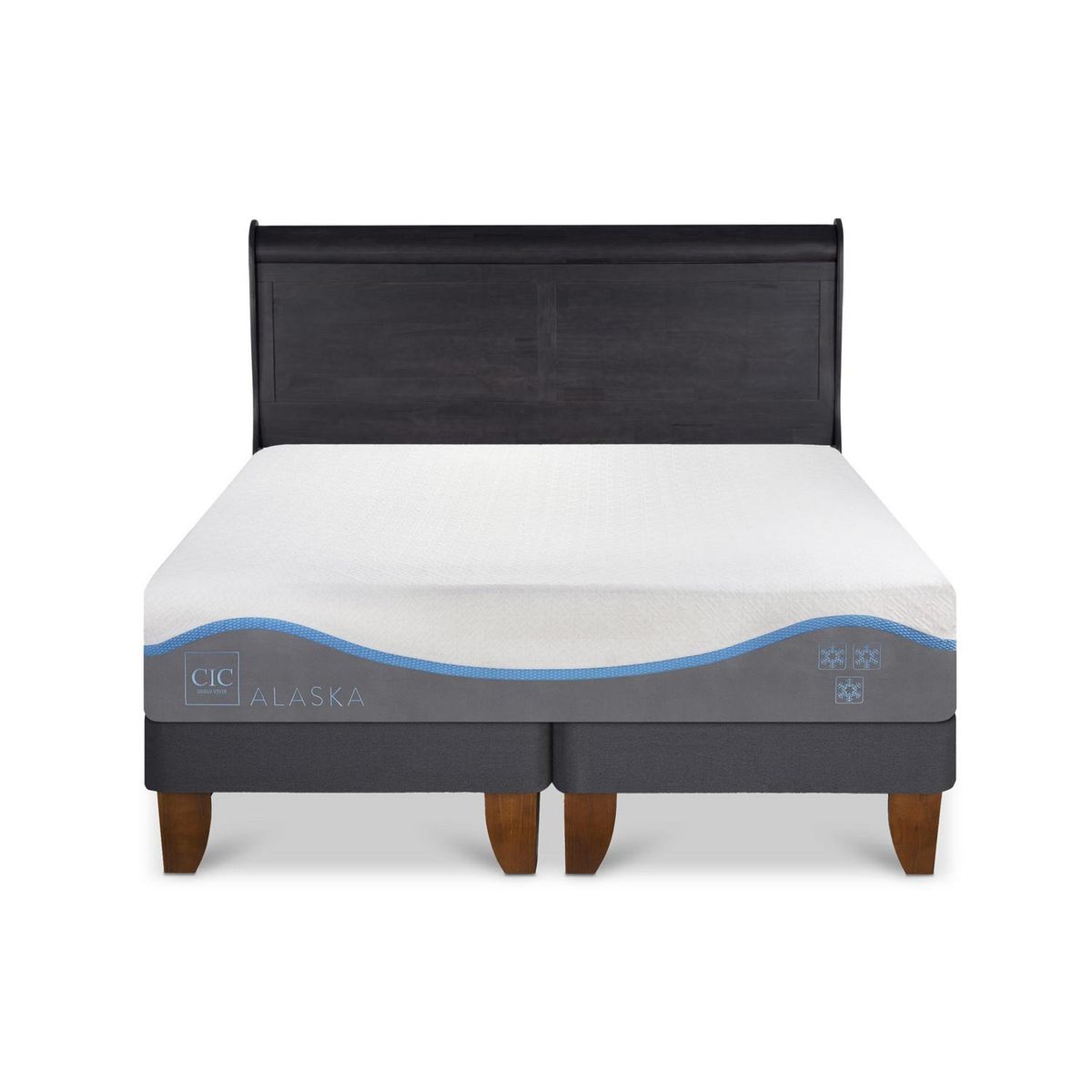 CIC - Cama Europea Alaska 2P Bd Respaldo Miro Negro