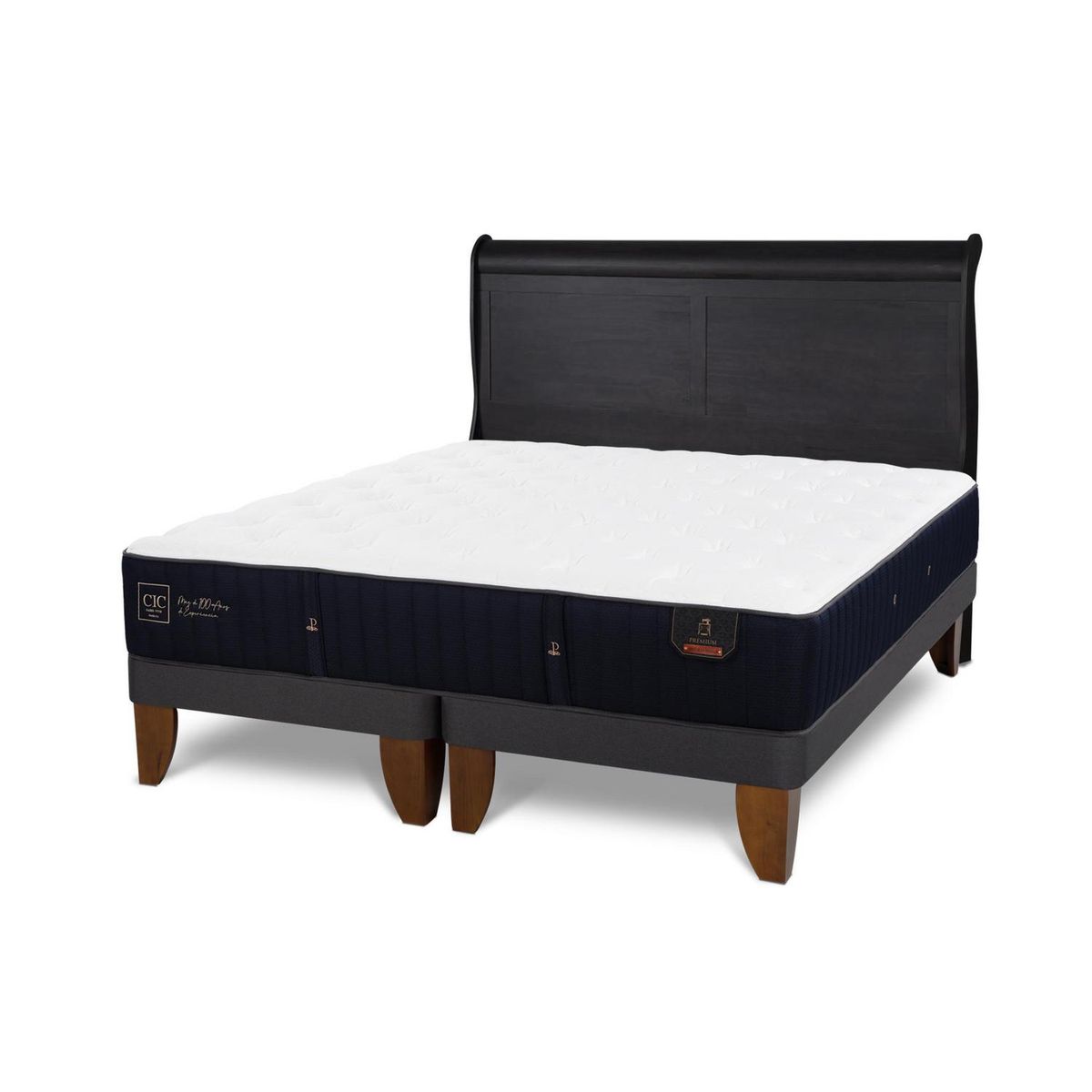 CIC - Cama Europea premium 2p bd Respaldo Miro negro