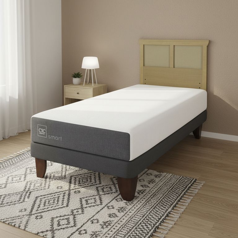 CIC Cama Europea Smart 1P Respaldo Torino Mostaza