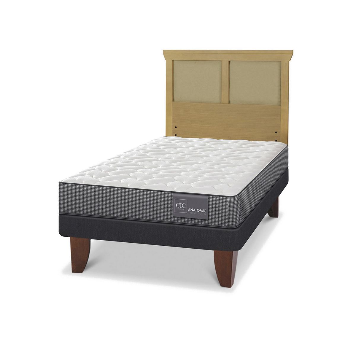 CIC - Cama Europea anatomic 1.5p Respaldo Torino mostaza