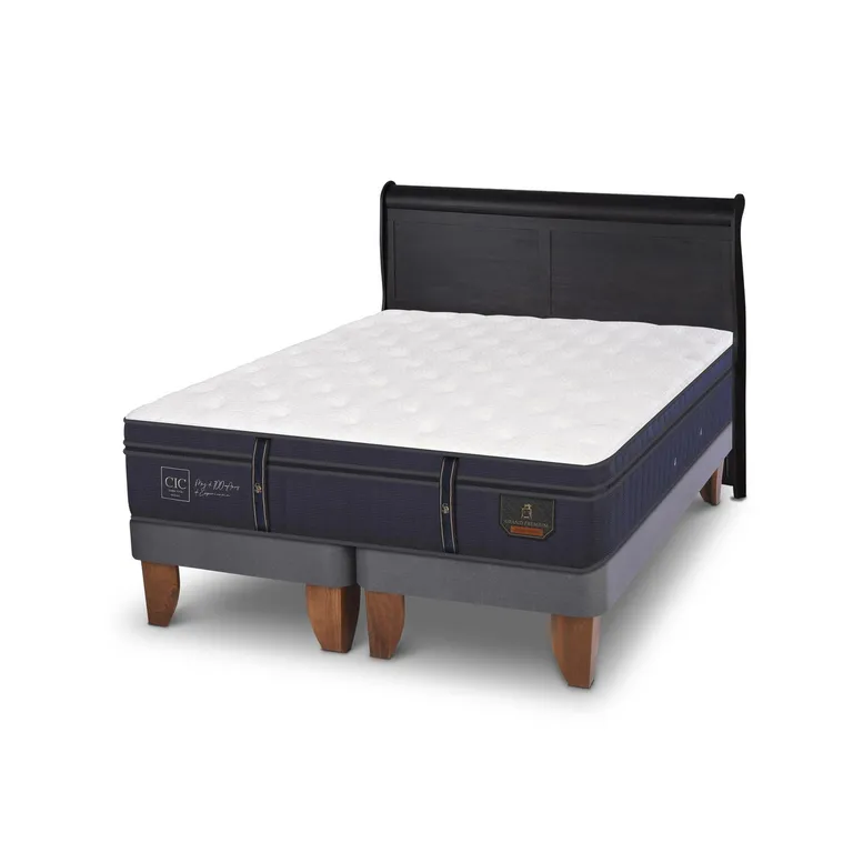 Cama Europea Grand Premium 2P Bd Respaldo Miro Negro