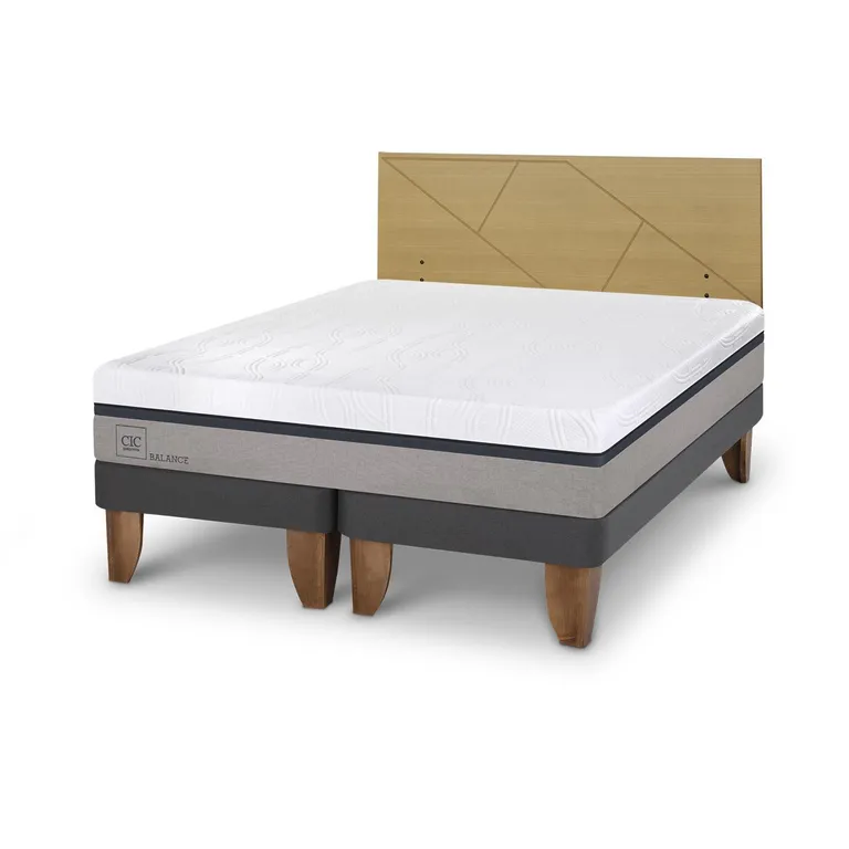 Cama Europea Balance King Respaldo Villarrica Mostaza