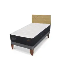 CIC - Cama Europea premium 1.5p Respaldo Villarrica mostaza