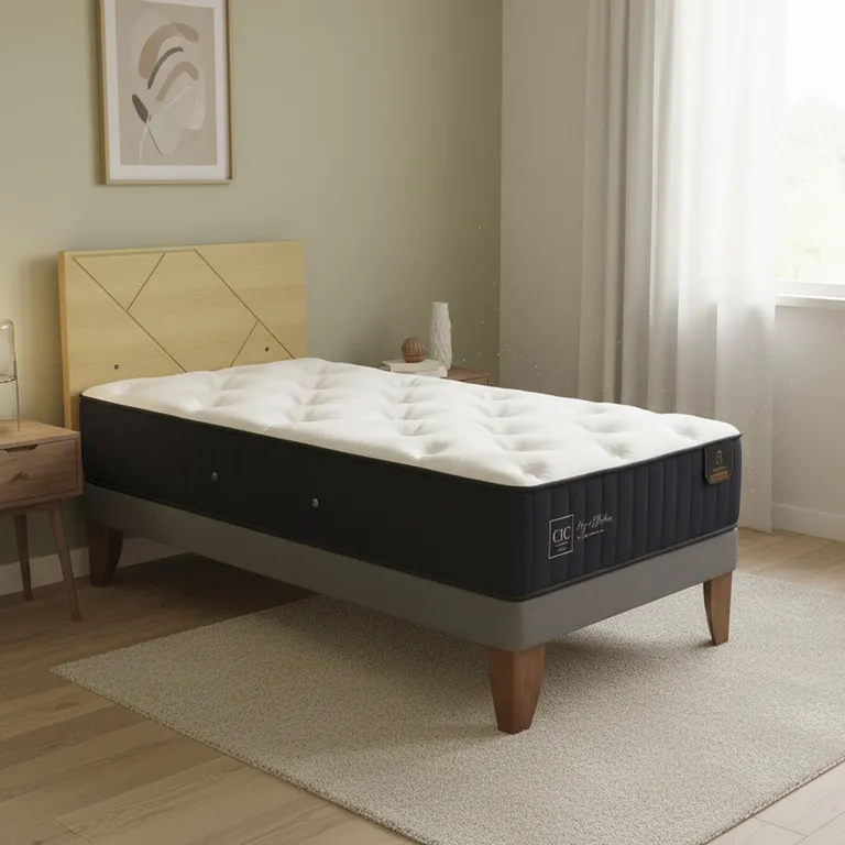 Cama Europea Premium 1.5P Respaldo Villarrica Mostaza