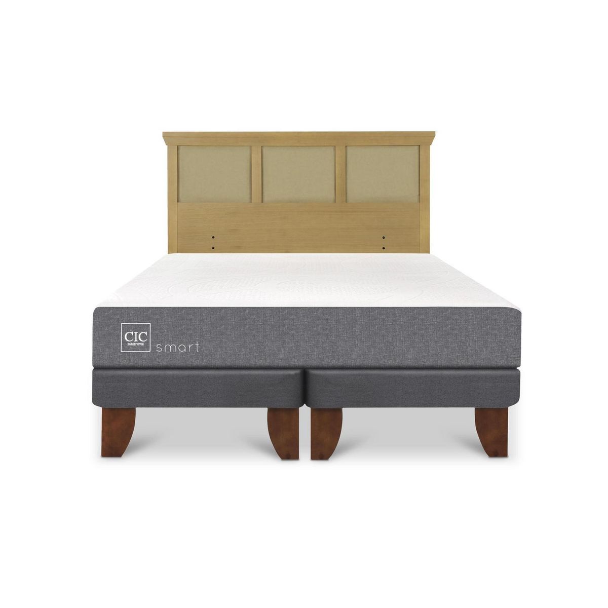 CIC - Cama Europea Smart 2P Bd Respaldo Torino Mostaza