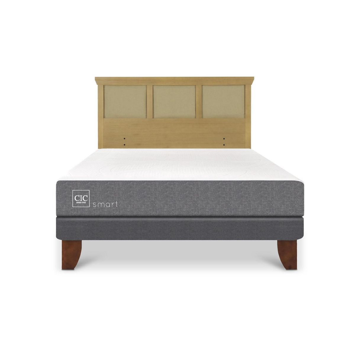 CIC - Cama Europea Smart 2P Bn Respaldo Torino Mostaza