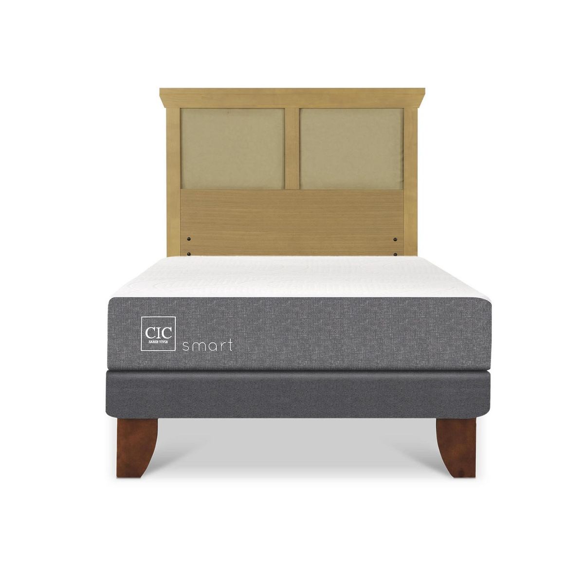 CIC - Cama Europea Smart 1.5p respaldo Torino mostaza