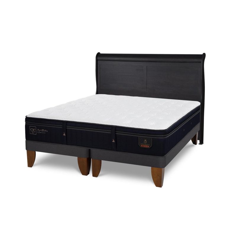 Cama Europea Super Premium King Respaldo Miro Negro