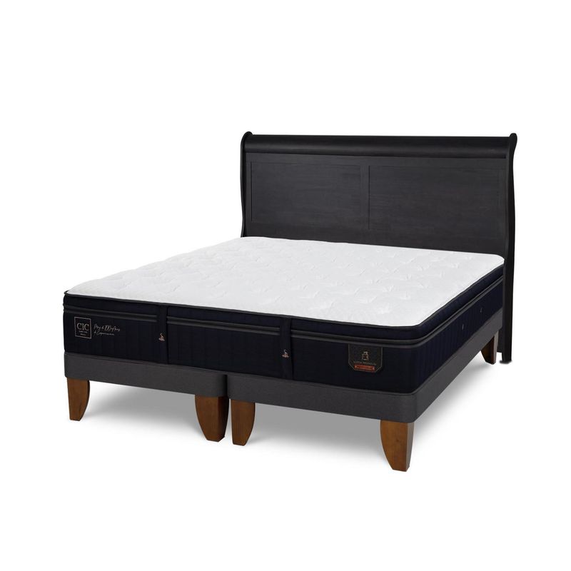 CIC - Cama Europea super premium 2p bd Respaldo Miro negro