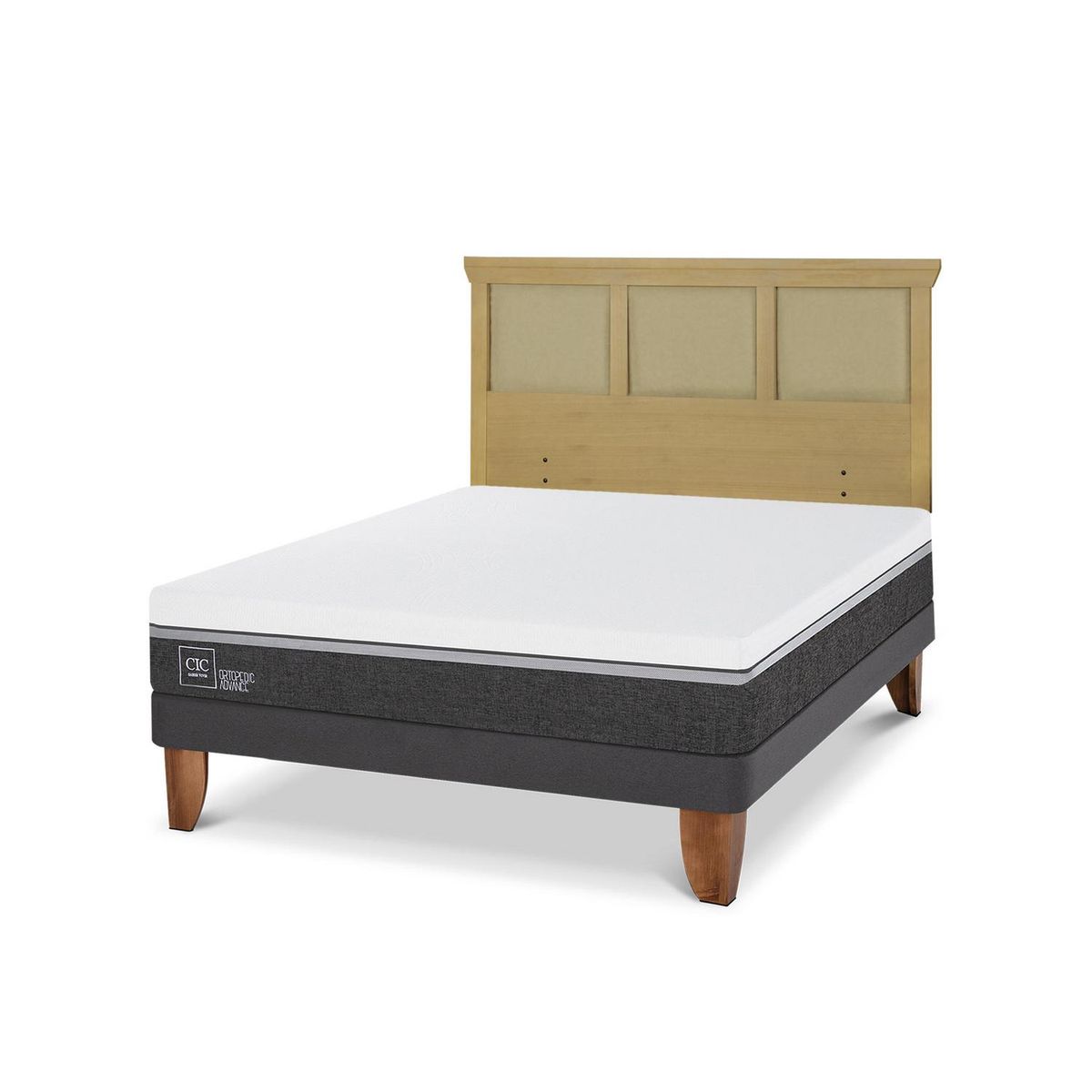 CIC - Cama Europea ortopedic advance 2p bn Respaldo Torino mostaza