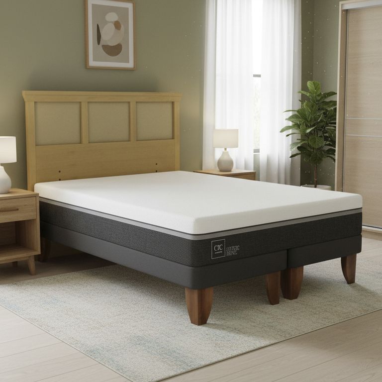 Cama Europea Ortopedic Advance 2P Bd Respaldo Torino Mostaza