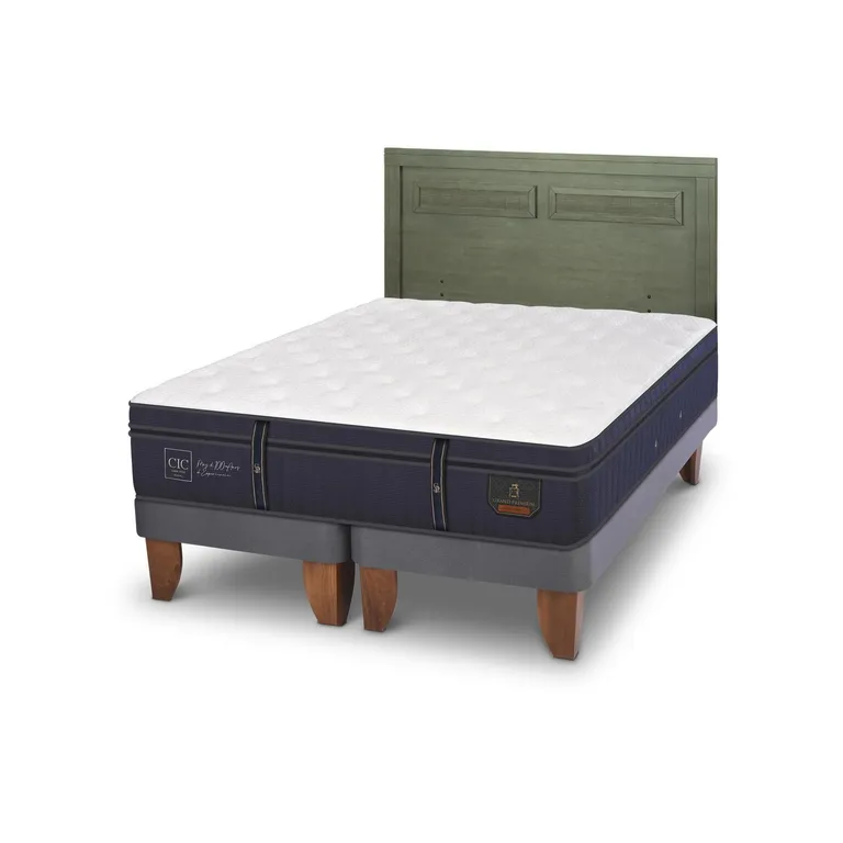 Cama Europea Grand Premium 2P Bd Respaldo Milan Olivo