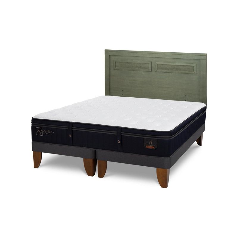 CIC - Cama Europea super premium 2p bd Respaldo Milan olivo