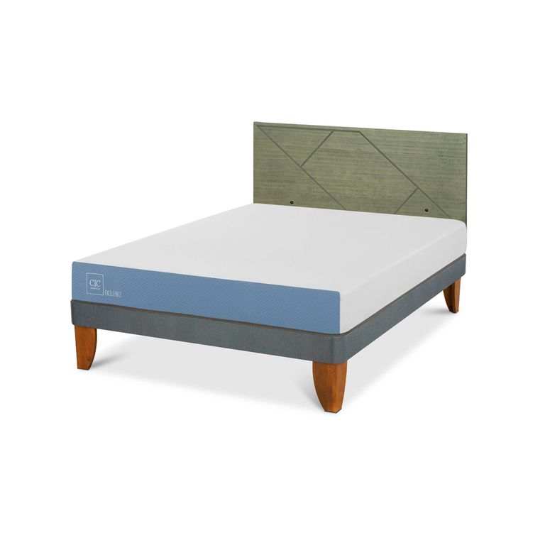 Cama Europea Excellence 2P Bn Respaldo Villarrica Olivo