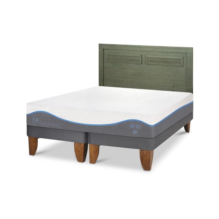 Cama Europea Alaska 2P Bd Respaldo Milan Olivo