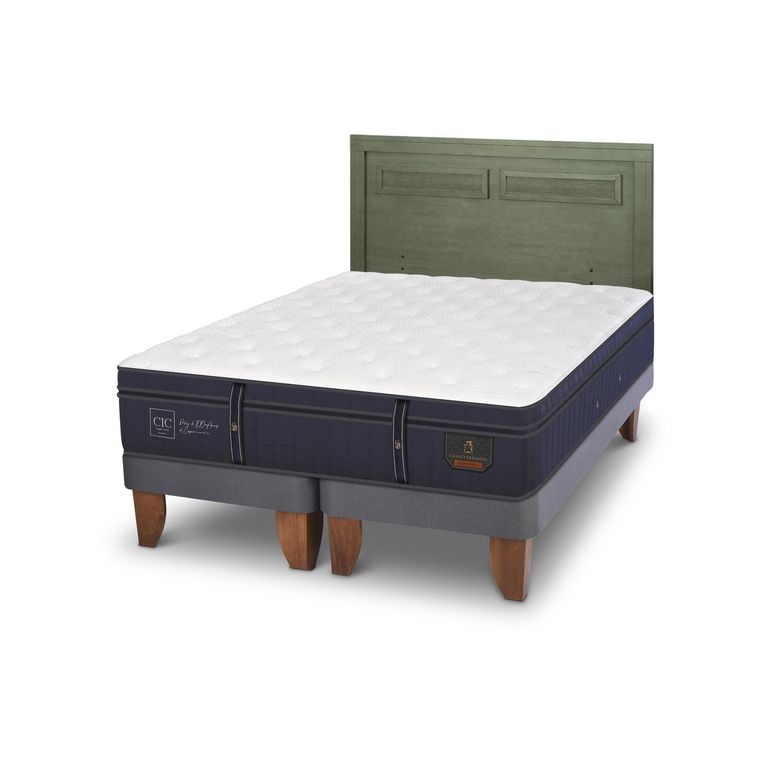 Cama Europea Grand Premium King Respaldo Milan Olivo
