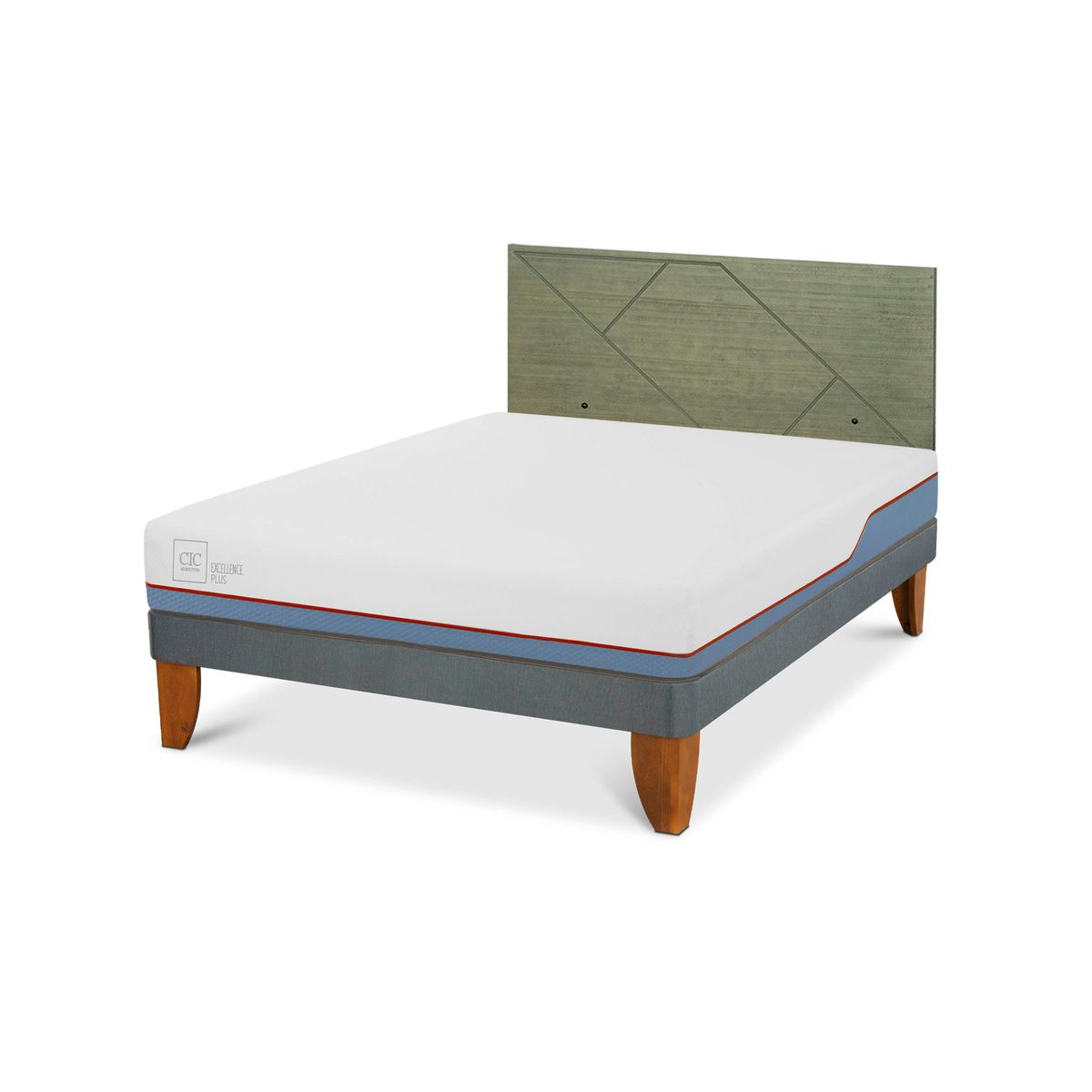 CIC - Cama Europea excellence plus 2p bn Respaldo Villarrica olivo