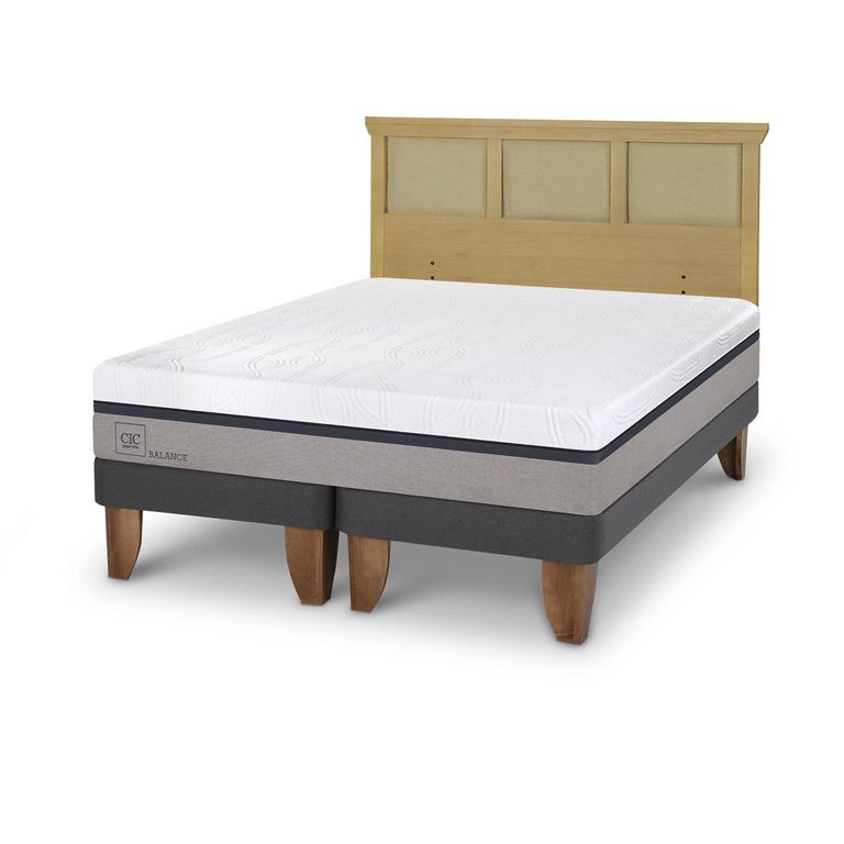 Cama Europea New Balance King Respaldo Torino Mostaza