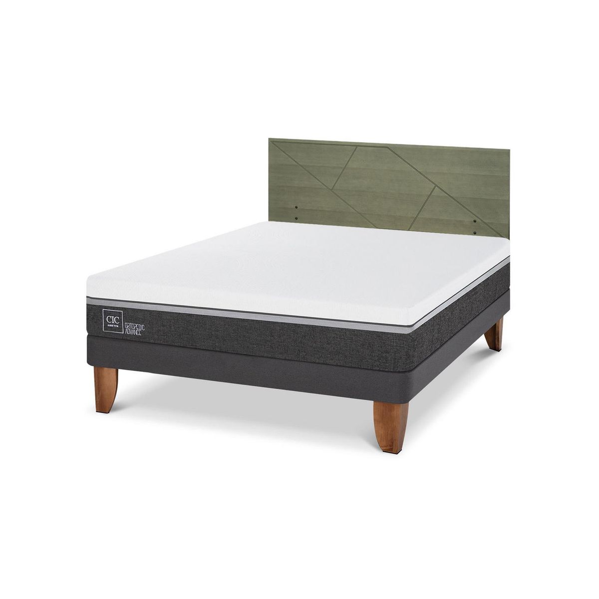 CIC - Cama Europea ortopedic advance 2p bn Respaldo Villarrica olivo