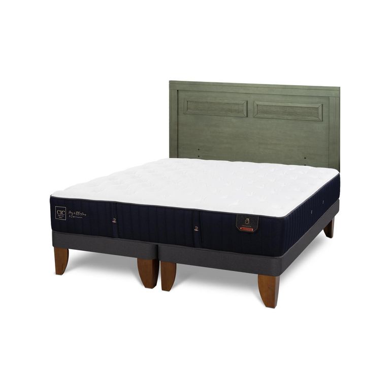 Cama Europea Premium 2P Bd Respaldo Milan Olivo