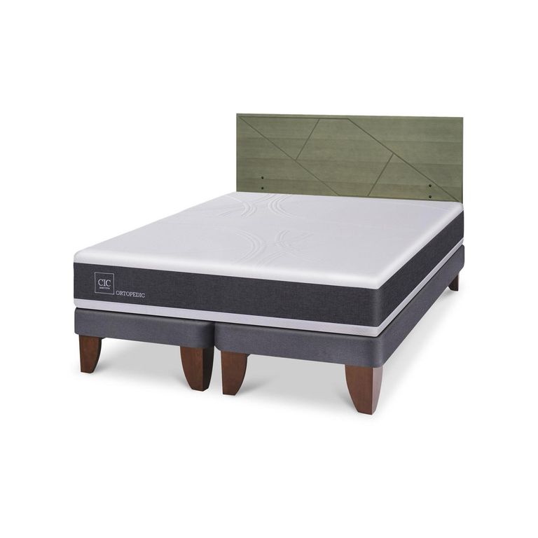 Cama Europea Ortopedic King Respaldo Villarrica Olivo