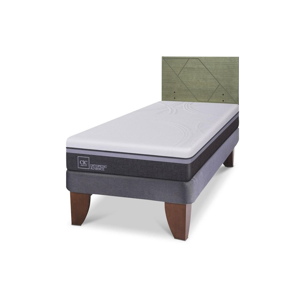 CIC - Cama Europea ortopedic advance 1.5p Respaldo Villarrica olivo