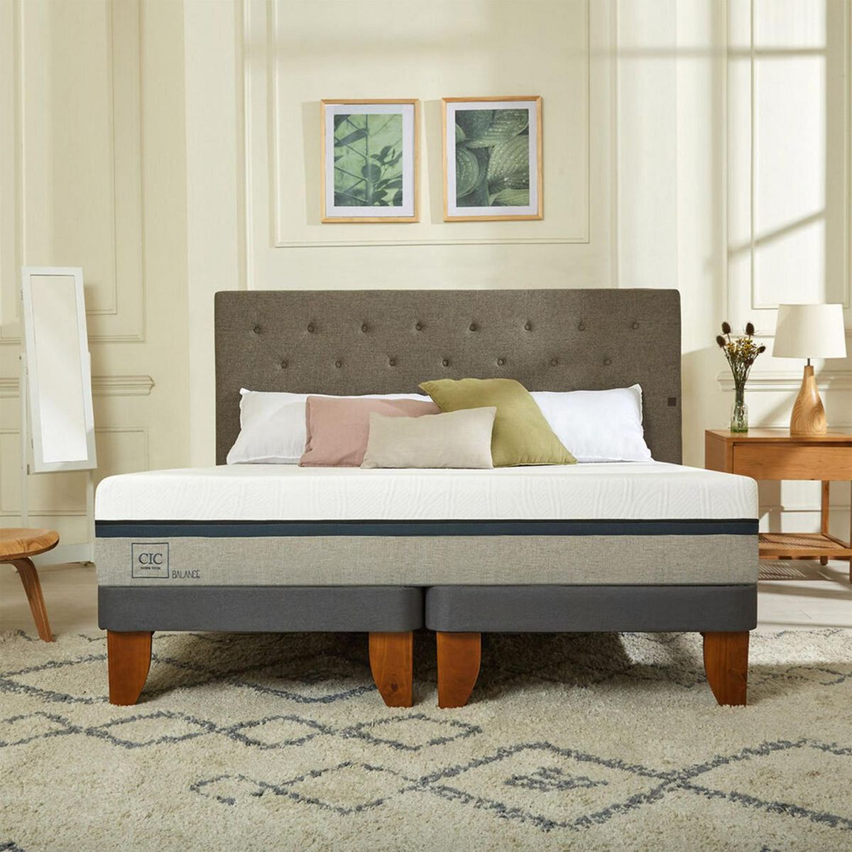 CIC - Cama Europea Balance 2P Bd Respaldo Milan Olivo