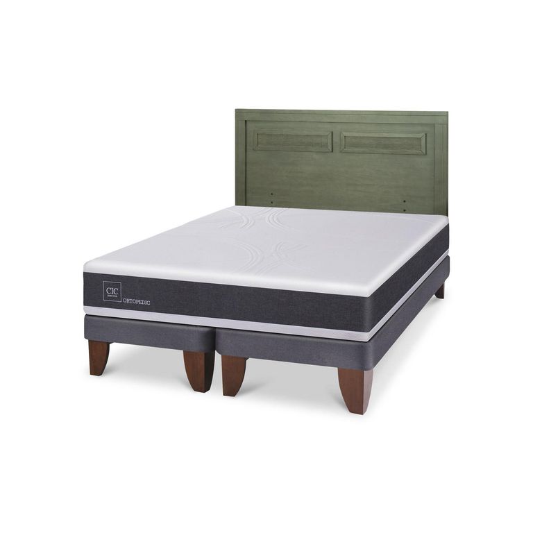 Cama Europea New Ortopedic 2P Bd Respaldo Milan Olivo