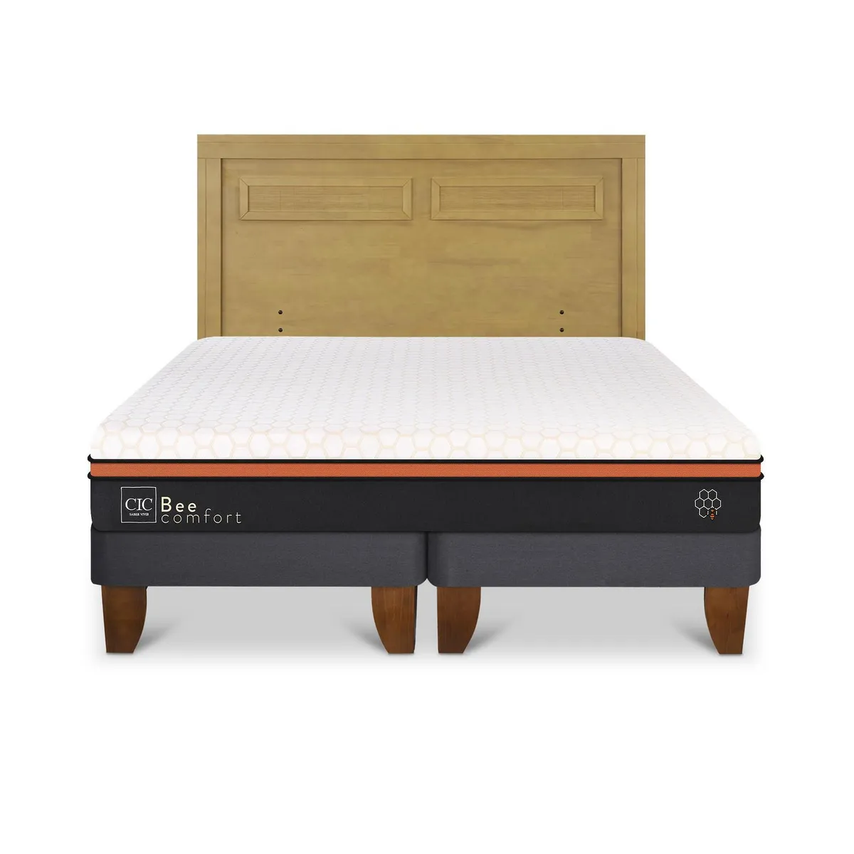 CIC - Cama Europea Beecomfort King Respaldo Milan Mostaza