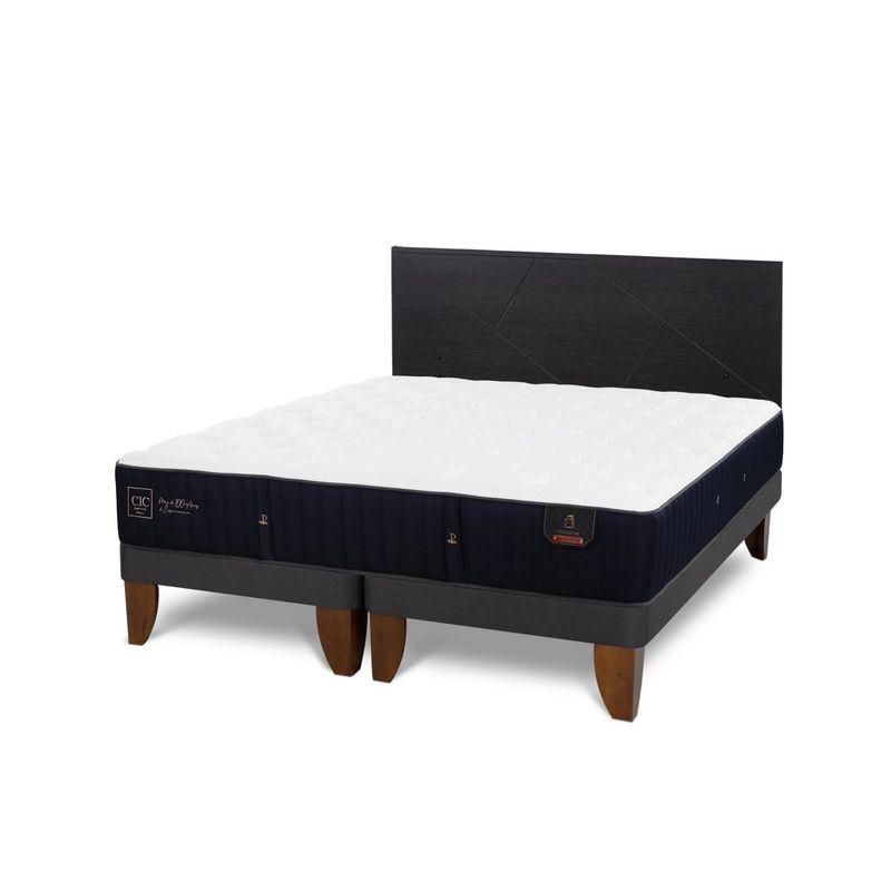 CIC - Cama Europea premium 2p bd respaldo Villarrica negro