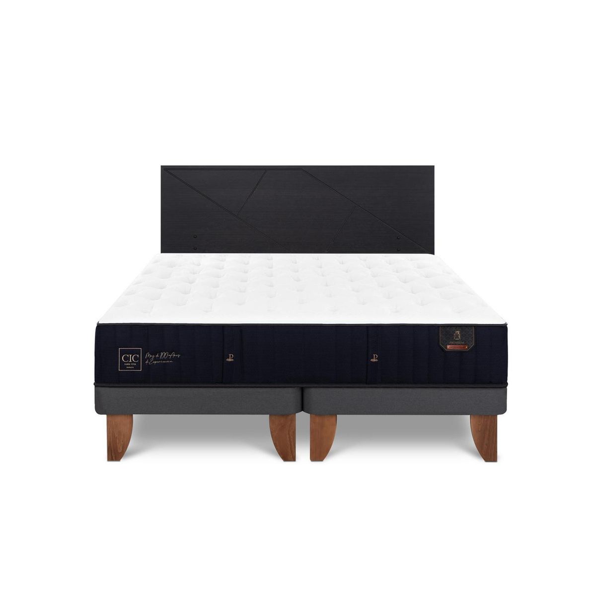 CIC - Cama Europea Premium 2P Bd Respaldo Villarrica Negro
