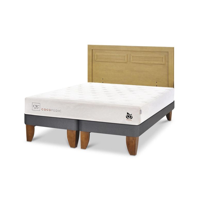 Cama Europea Cocopedic 2P Bd Respaldo Milan Mostaza