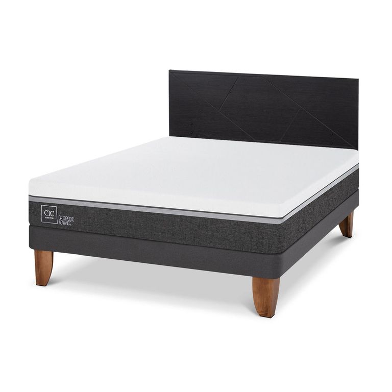 Cama Europea Ortopedic Advance 2P Bn Respaldo Villarrica Negro