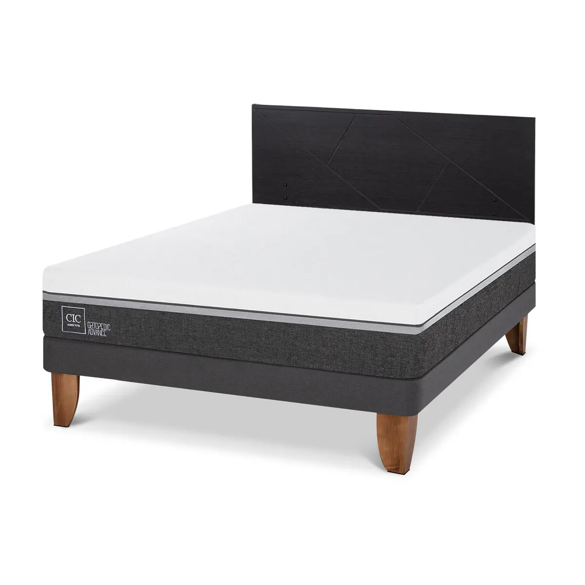 CIC - Cama Europea ortopedic advance 2p bn respaldo Villarrica negro