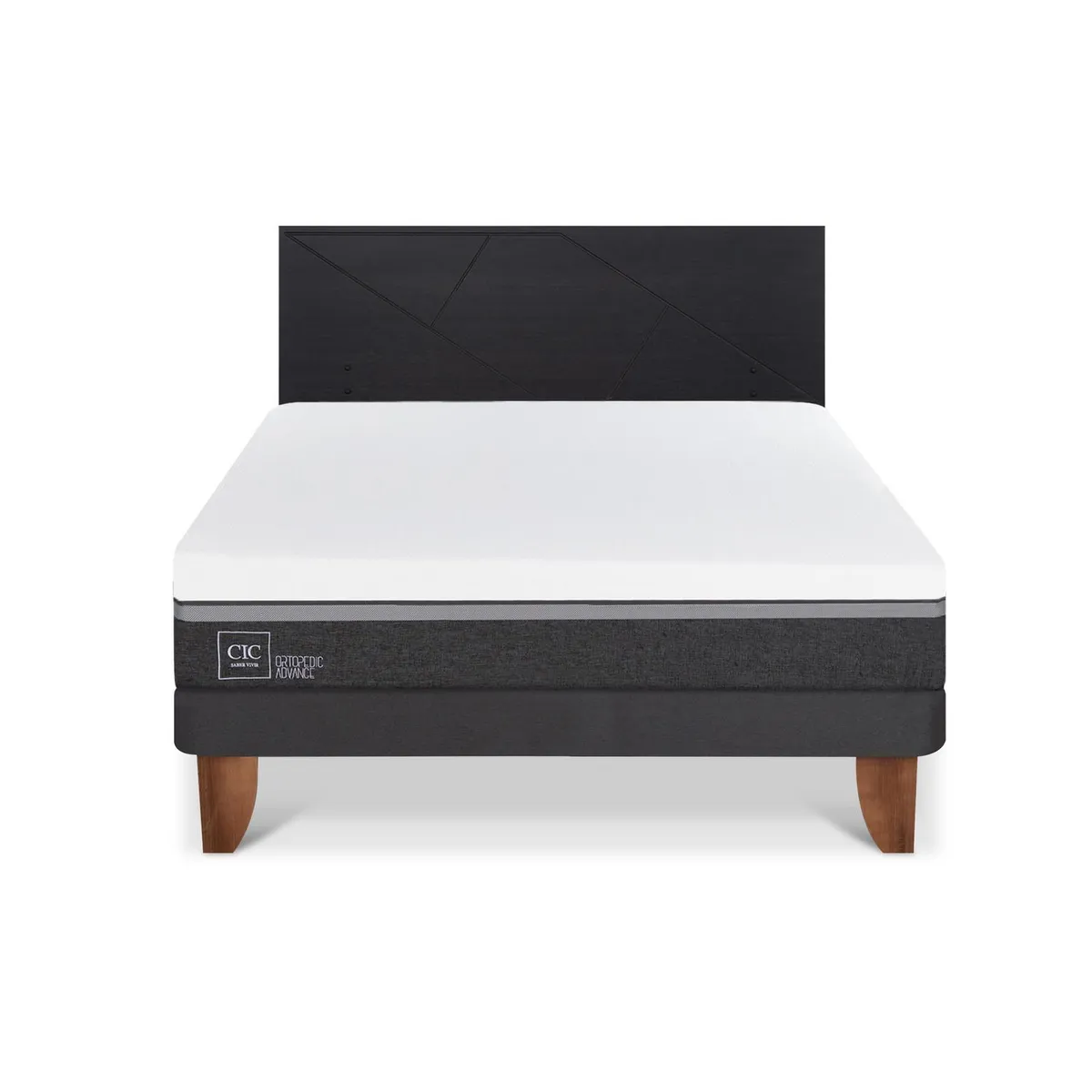 CIC - Cama Europea ortopedic advance 2p bn respaldo Villarrica negro