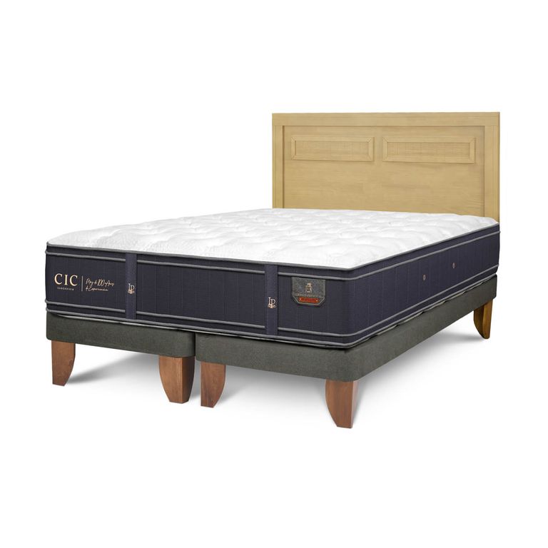 Cama Europea Grand Premium 2P Bd Respaldo Milan Mostaza