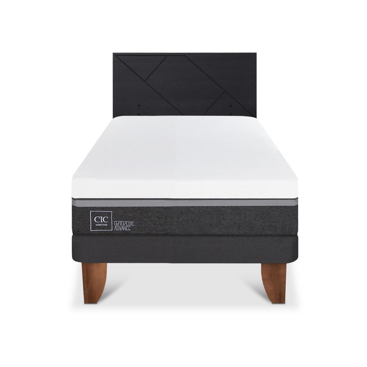 CIC - Cama Europea ortopedic advance 1.5p respaldo Villarrica negro