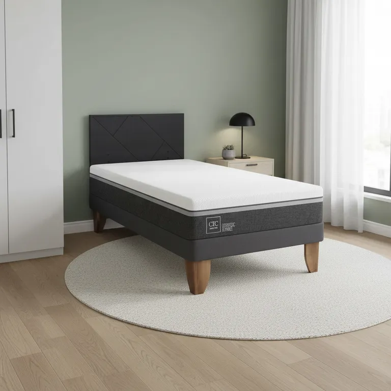CIC Cama Europea Ortopedic Advance 1.5P Respaldo Villarrica Negro