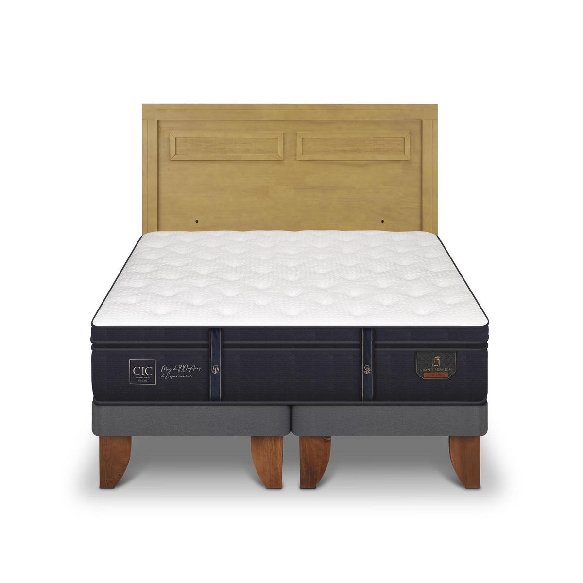 CIC - Cama Europea Grand Premium King Respaldo Milan Mostaza